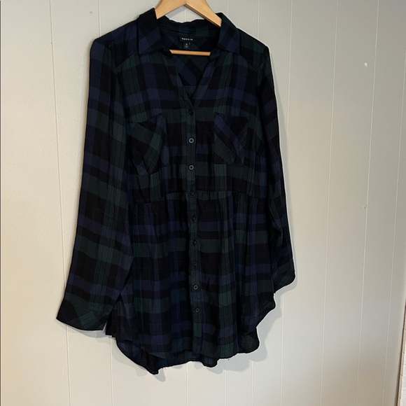 Torrid Black and Blue Plaid Button-Down Shirt Size 0X plus size - Picture 5 of 9